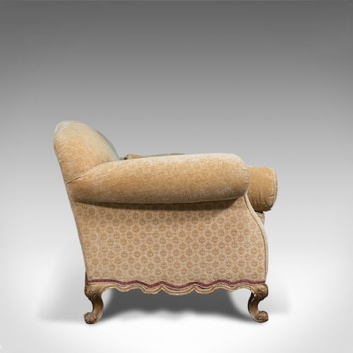 fig 2. Antique 2 Seat Sofa, French, Textile, Beech, Settee, Lounge, Victorian, C.1900