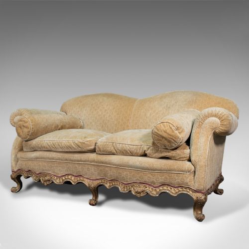 fig 3. Antique 2 Seat Sofa, French, Textile, Beech, Settee, Lounge, Victorian, C.1900