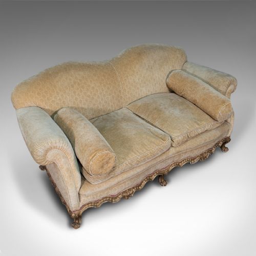fig 4. Antique 2 Seat Sofa, French, Textile, Beech, Settee, Lounge, Victorian, C.1900