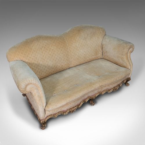 fig 5. Antique 2 Seat Sofa, French, Textile, Beech, Settee, Lounge, Victorian, C.1900