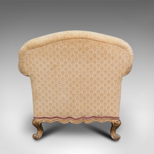 fig 5. Antique Armchair, French, Beech Lounge, Tub, Seat, Late Victorian, Circa 1900