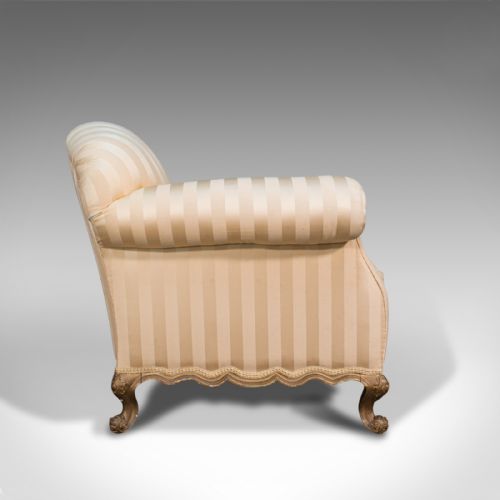 fig 3. Antique Lounge Armchair, French, Textile, Beech, Tub Seat, Late Victorian, 1900