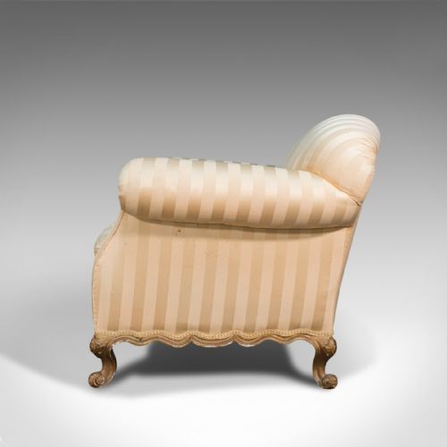 fig 4. Antique Lounge Armchair, French, Textile, Beech, Tub Seat, Late Victorian, 1900