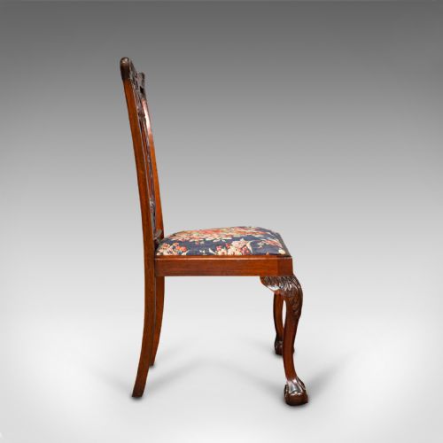 fig 2. 4 Antique Dining Chairs, English, Mahogany, Seat, After Chippendale, Victorian