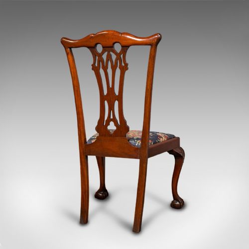 fig 3. 4 Antique Dining Chairs, English, Mahogany, Seat, After Chippendale, Victorian