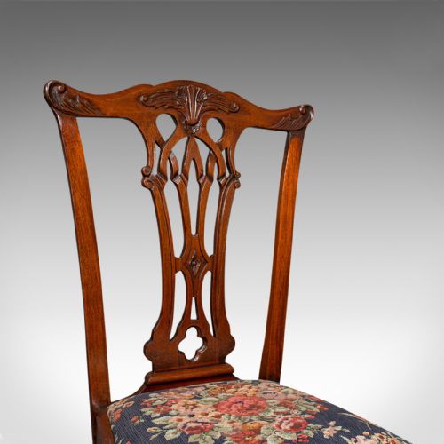 fig 5. 4 Antique Dining Chairs, English, Mahogany, Seat, After Chippendale, Victorian