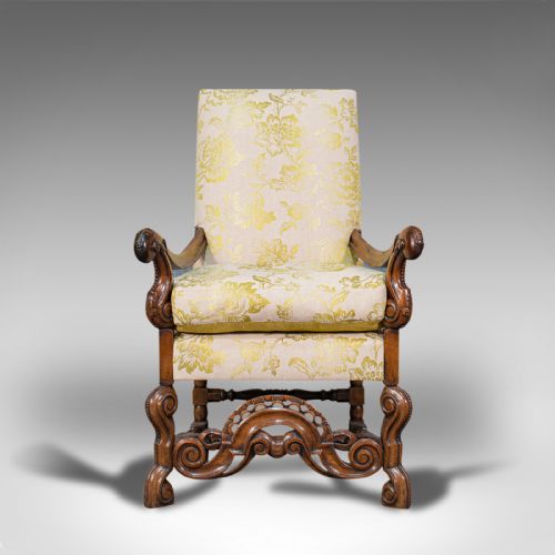 fig 2. Pair Of Antique Drawing Room Elbow Chairs, English, Walnut, Armchair, Georgian