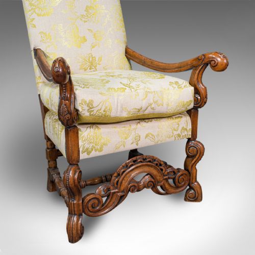 fig 6. Pair Of Antique Drawing Room Elbow Chairs, English, Walnut, Armchair, Georgian