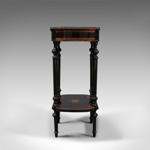 fig 2. Antique Napoleon III Side Table, French, Etagere, Burr Walnut, Sewing, C.1870