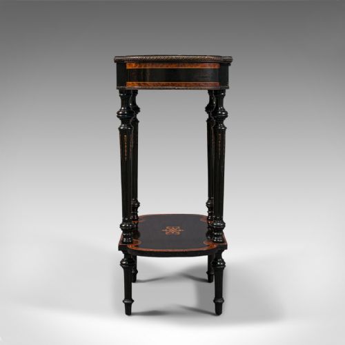 fig 4. Antique Napoleon III Side Table, French, Etagere, Burr Walnut, Sewing, C.1870