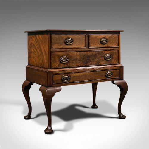 Antique Dwarf Chest on Stand, English, Flame Mahogany, Victorian, Circa 1900