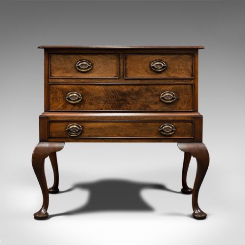 fig 1. Antique Dwarf Chest on Stand, English, Flame Mahogany, Victorian, Circa 1900