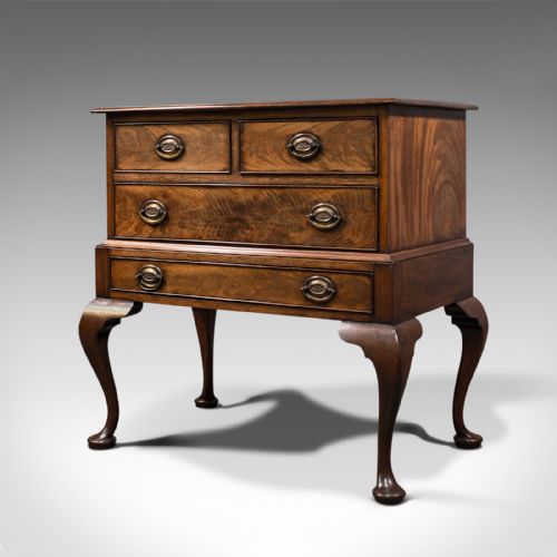 fig 2. Antique Dwarf Chest on Stand, English, Flame Mahogany, Victorian, Circa 1900