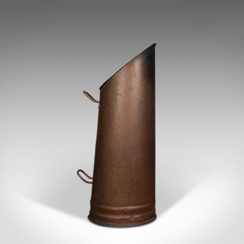fig 1. Antique Fire Bucket, English, Copper, Fireside, Coal, Log, Basket, Edwardian