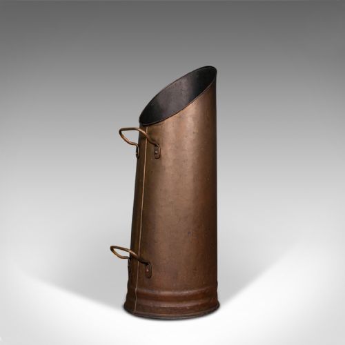 fig 2. Antique Fire Bucket, English, Copper, Fireside, Coal, Log, Basket, Edwardian