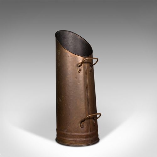 fig 3. Antique Fire Bucket, English, Copper, Fireside, Coal, Log, Basket, Edwardian