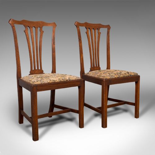 Pair of Antique Side Chairs, Mahogany, Hall, Dining Seat, Victorian, Circa 1900