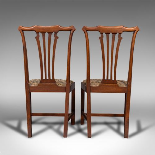 fig 5. Pair Of Antique Side Chairs, Mahogany, Hall, Dining Seat, Victorian, Circa 1900