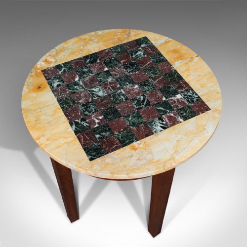 fig 4. Antique Marble Chess Table, English, Mahogany, Game Board, Edwardian, Circa 1910