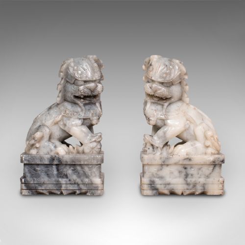fig 1. Pair, Antique Decorative Dogs Of Fu, Chinese, Statue, Ornament, Victorian, 1900