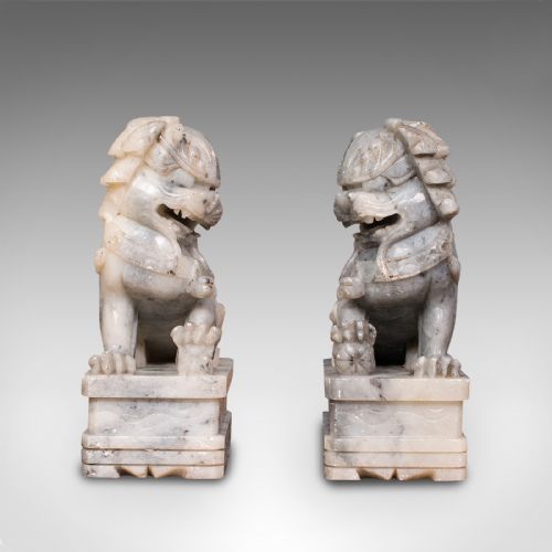 fig 4. Pair, Antique Decorative Dogs Of Fu, Chinese, Statue, Ornament, Victorian, 1900