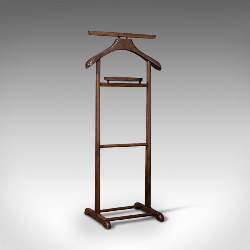Antique Gentleman's Valet, English, Beech, Bedroom Rack, Nightstand, Edwardian