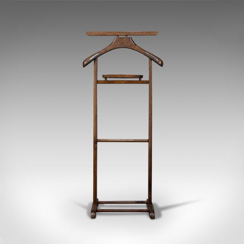 fig 1. Antique Gentleman's Valet, English, Beech, Bedroom Rack, Nightstand, Edwardian