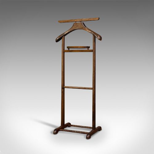 fig 2. Antique Gentleman's Valet, English, Beech, Bedroom Rack, Nightstand, Edwardian