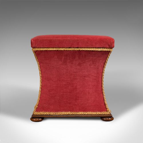 fig 2. Antique Ottoman, English, Velour, Dressing, Sewing Stool, Victorian, Circa 1890
