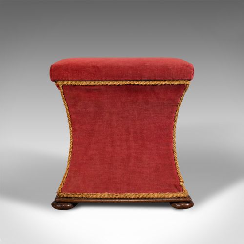 fig 3. Antique Ottoman, English, Velour, Dressing, Sewing Stool, Victorian, Circa 1890