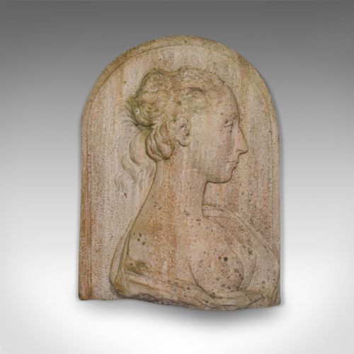 Antique Relief Bust, Italian, Female Masque, Neoclassical, Victorian, Circa 1900