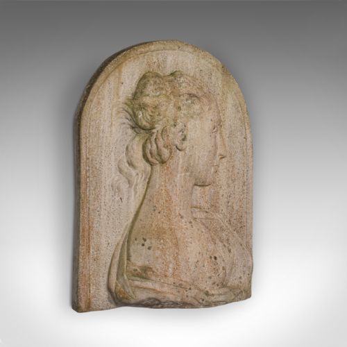 fig 1. Antique Relief Bust, Italian, Female Masque, Neoclassical, Victorian, Circa 1900