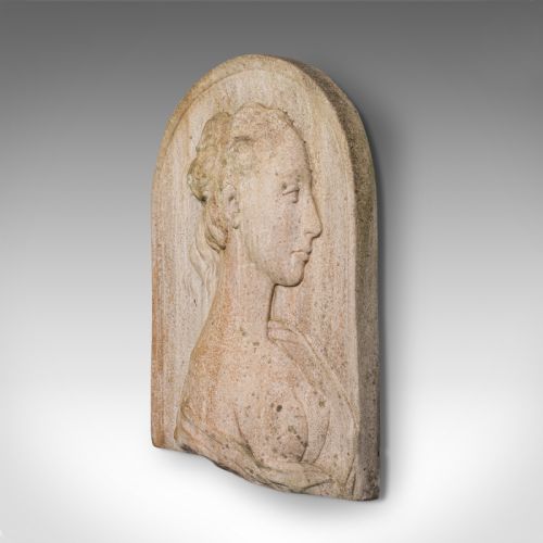 fig 2. Antique Relief Bust, Italian, Female Masque, Neoclassical, Victorian, Circa 1900