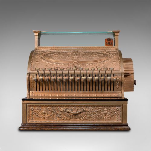 fig 1. Antique Countertop National Cash Register, American, Bronze, Shop, Edwardian