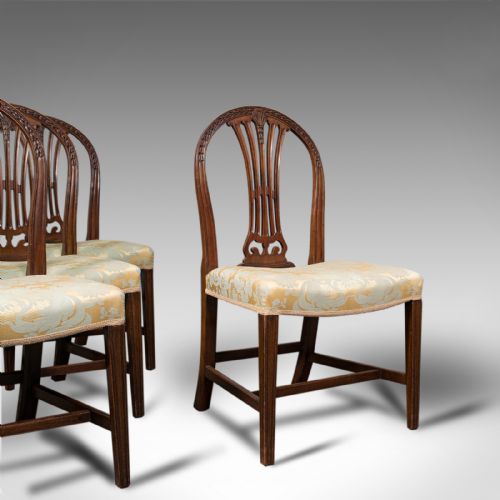 Set of 4 Hepplewhite Revival Chairs, English, Mahogany, Dining Suite, Victorian