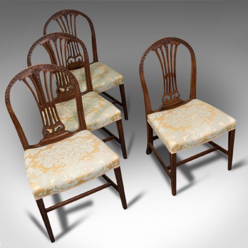 fig 5. Set Of 4 Hepplewhite Revival Chairs, English, Mahogany, Dining Suite, Victorian