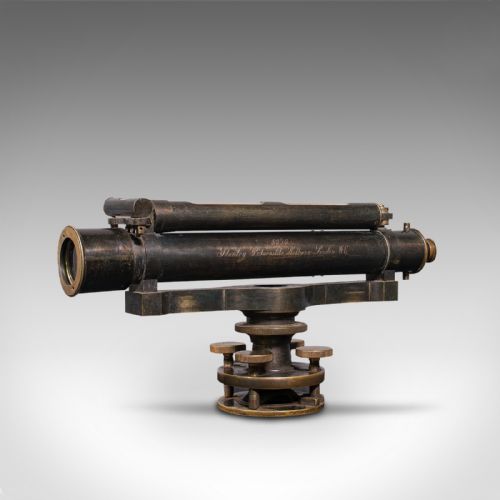 fig 1. Antique Decorative Dumpy Level, English, Brass, Scientific Instrument, Display
