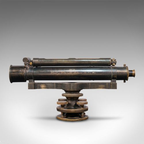fig 2. Antique Decorative Dumpy Level, English, Brass, Scientific Instrument, Display