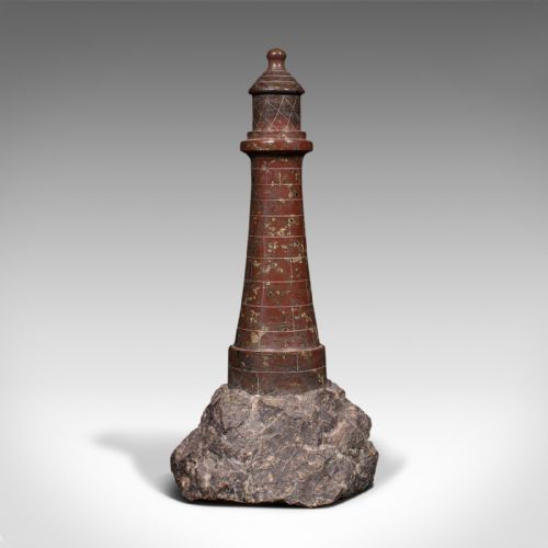 fig 2. Antique Decorative Lighthouse, English, Cornish Serpentine, Marble, Ornament