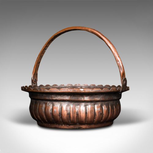 fig 2. Antique Garden Trug, English, Copper, Basket, Decorative Planter, Victoria, 1880