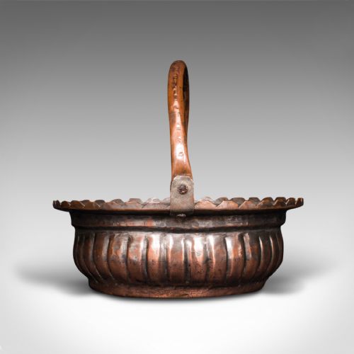 fig 3. Antique Garden Trug, English, Copper, Basket, Decorative Planter, Victoria, 1880