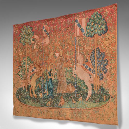 fig 2. Large Antique Tapestry, French, Needlepoint, The Lady and the Unicorn, C.1920