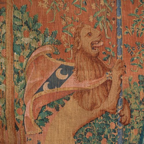 fig 4. Large Antique Tapestry, French, Needlepoint, The Lady and the Unicorn, C.1920