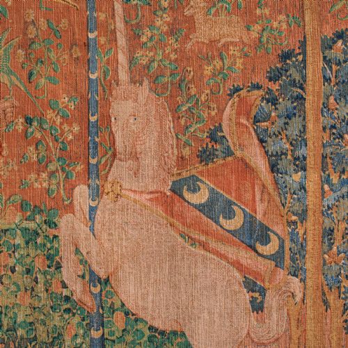 fig 6. Large Antique Tapestry, French, Needlepoint, The Lady and the Unicorn, C.1920