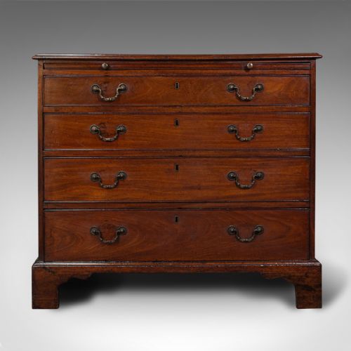 fig 1. Antique Bachelor's Chest of Drawers, English, Flame Mahogany, Georgian, C.1780