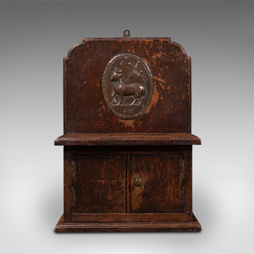 fig 1. Antique Hanging Court Box, English, Oak, Middle Temple, London, Victorian, 1900
