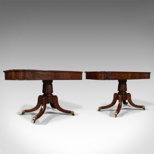 Pair of Antique Hall Tables, English, Mahogany, Side, Lamp, Regency, Circa 1830