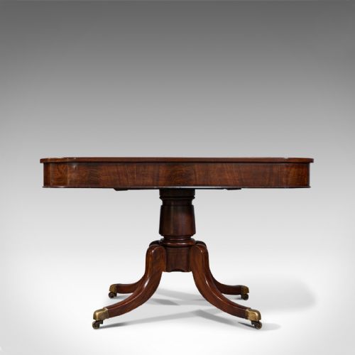 fig 1. Pair Of Antique Hall Tables, English, Mahogany, Side, Lamp, Regency, Circa 1830