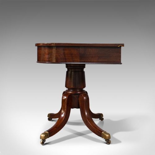 fig 3. Pair Of Antique Hall Tables, English, Mahogany, Side, Lamp, Regency, Circa 1830