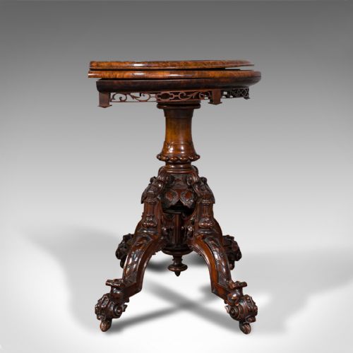 fig 2. Antique Card Table, English, Walnut, Inlay, Folding, Bridge, Games, Victorian
